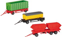 Kibri 15706 H0 - Vuilcontainers op Aanhangers 3stuks