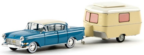 Brekina 20837 H0 - Opel Kapitän P 2.5 met Eriba Caravan