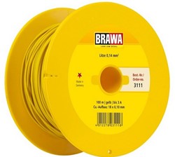 Brawa 3111 H0 - Litze 0,14 mm², 100 m Spule, gelb