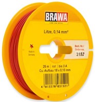 Brawa 3152 H0 - Schaltlitze 0,14 mm², 25 m Spule, rot