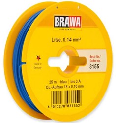 Brawa 3155 H0 - Schaltlitze 0,14 mm², 25 m Spule, blau