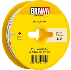 Brawa 3159 H0 - Schaltlitze 0,14 mm², 25 m Spule, weiß