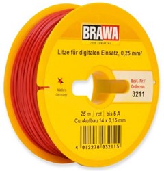 Brawa 3211 H0 - Einzelader 0,25 mm², 25 m Spule, rot