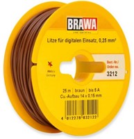Brawa 3212 H0 - Einzelader 0,25 mm², 25 m Spule, braun