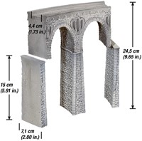 Noch 58665 H0 - Spoorbrug van steen, gebogen-3