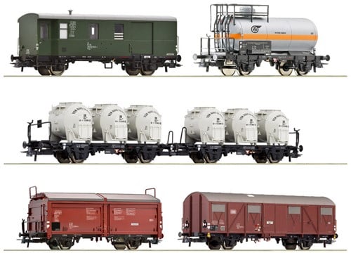 Roco 6600018 H0 - 5-delige Set Goederentrein DB met werkend sluitsein