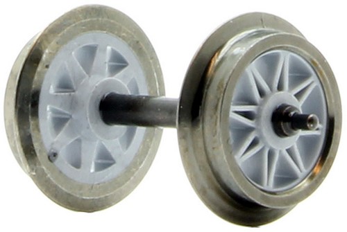 Märklin E34382604 - Radsatz  2 Stück AC wielset compleet, spaakwiel grijs, as 25,5 mm, wiel 11 mm AC Stommp As
