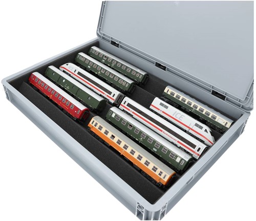 Feldherr EB64Set H0 - Eurobox / containerkoffer met Treinbed - 5 compartimenten voor H0-spoor