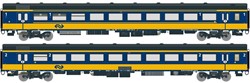 Exact-Train EX11002 H0 - 2-delige Set NS ICRm Den Haag -Eindhoven voor binnenlandse inzet Passagiersrijtuig Bpmz10 en Passagiersrijtuig Apmz10 ( Nieuwe Kleuren Geel/Blauw)