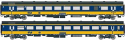 Exact-Train EX11021 H0 - 2-delige Set NS ICRm Garnituur 1 (Amsterdam - Brussel) voor het Hsl traject ingezet Passagiersrijtuig Bpmz10 en Fietsrijtuig Bpmbdz8 ( Nieuwe Kleuren Geel/Blauw)
