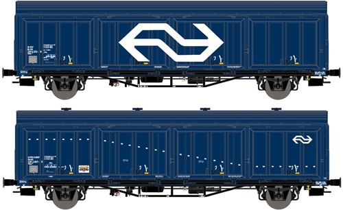 Exact-Train EX20825 H0 - 2-delige Set NS Hbis Blauw Groot NS Logo HCR 'Bellinzone' en NS Hbis Blauw Witte Strepen en HCR 'Torino'