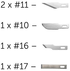 Hobbytime Tools HT1008  - ASSORTED BLADE SET – 5 PIECES (FITS #1 HANDLE)