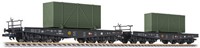 Liliput L230170 H0 - Zware Transportwagens 2-delig met Containers DRB