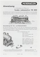 Marklin TM 800 Tender Locomotive br 80 - Replica booklet 1150