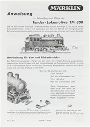 Marklin TM 800 Tender Locomotive br 80 - Replica booklet 1150
