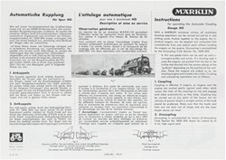 Marklin Automatic Couplngs Replica Directions Leaflet 1052 of 1952