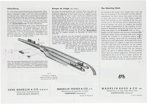 Marklin Automatic Couplngs Replica Directions Leaflet 1052 of 1952-2