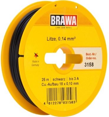 Brawa 32385 H0 - Schaltlitze 0,14 mm²,  25 m Spule, dbr