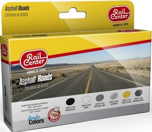 AMMO MIG-R-1025  - Rail Center - Asphalt Roads 15Ml 6 Jars