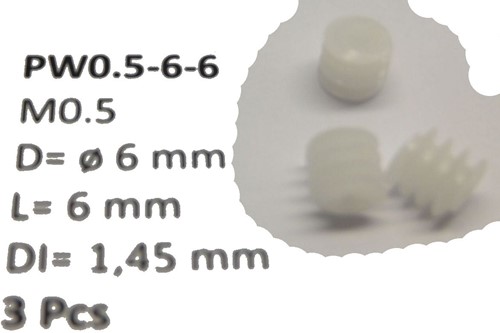 Micromotor.eu PW0.5-6-6 - M0.5 D=ø6 L=6 DI=1.45 mm (3 Pcs)
