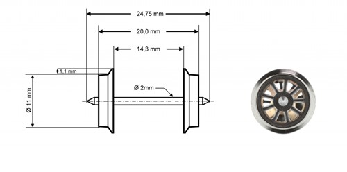 Roco 40188 H0 - Speichenradsatz 11mm isol. 1 P-2