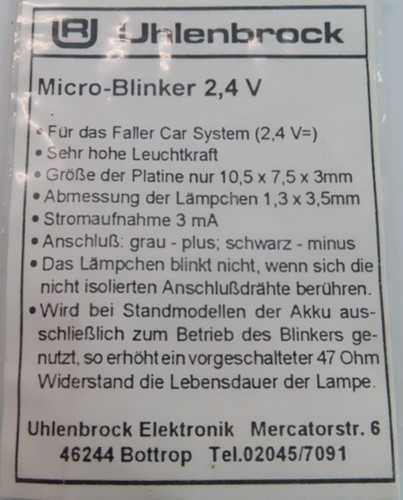 Uhlenbrock 912  - Micro Knipperlicht Blauw 2.4v-2